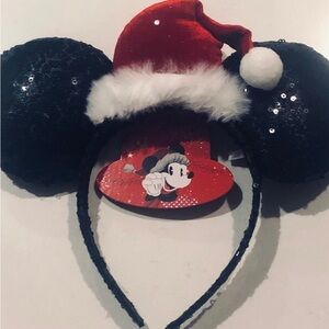 Holiday Minnie Mouse Ears with Santa Hat